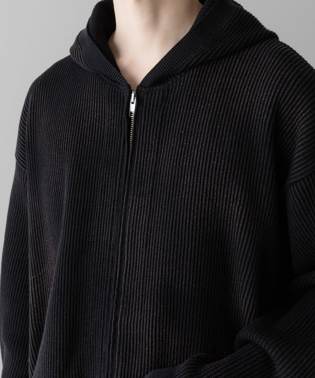 ssstein(シュタイン)のDISCOLORATION RIB KNIT ZIP HOODIE - BLACKの公式通販サイトsession福岡セレクトショップ