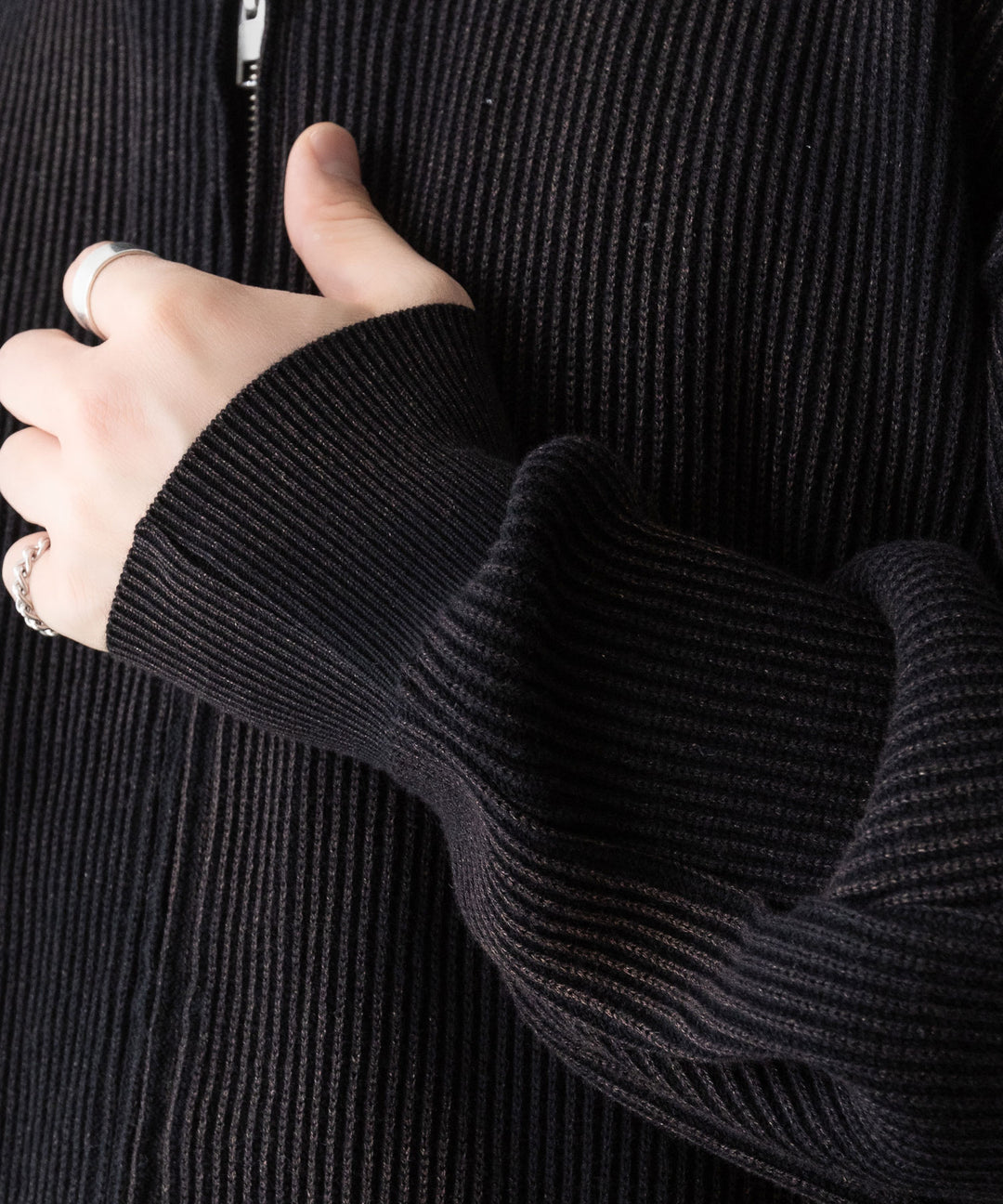 ssstein(シュタイン)のDISCOLORATION RIB KNIT ZIP HOODIE - BLACKの公式通販サイトsession福岡セレクトショップ