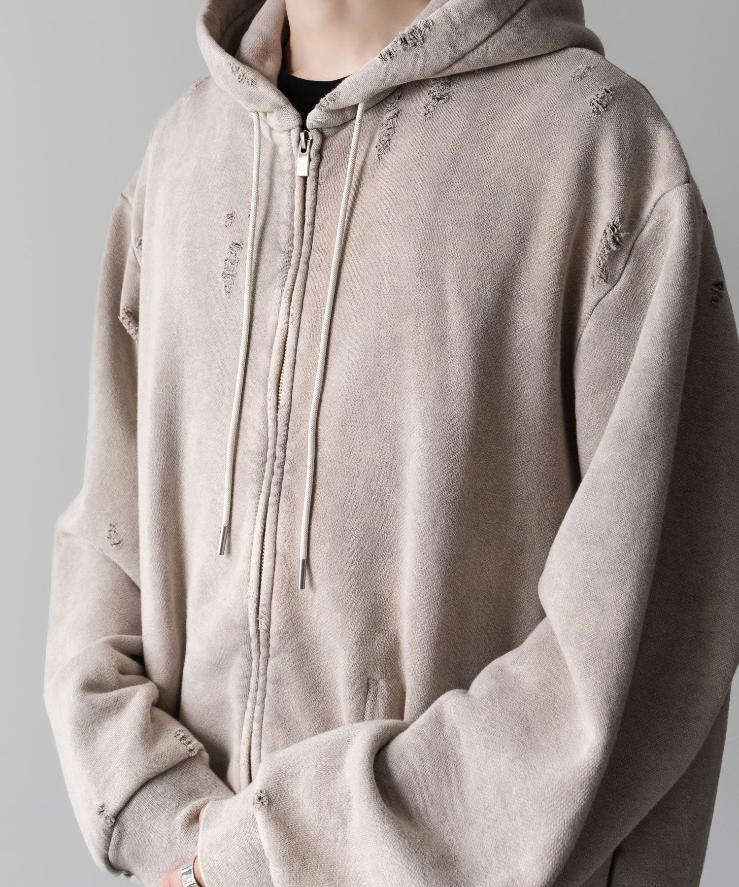 VEIN ヴェインのCO SWEAT DISTRESSED ZIP UP HOODIE - X.GRAYの公式通販サイトsession福岡セレクトショップ