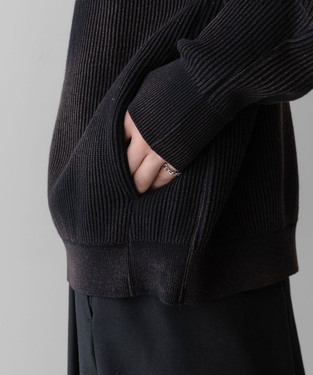 ssstein(シュタイン)のDISCOLORATION RIB KNIT ZIP HOODIE - BLACKの公式通販サイトsession福岡セレクトショップ