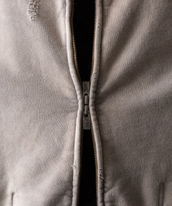 【 VEIN 】CO SWEAT DISTRESSED ZIP UP HOODIE - X.GRAY