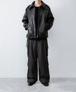ANTHEM A / アンセムエー】LAMB LEATHER MILITARY BLOUSON - BLACK