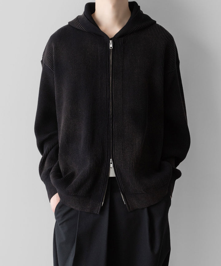ssstein(シュタイン)のDISCOLORATION RIB KNIT ZIP HOODIE - BLACKの公式通販サイトsession福岡セレクトショップ