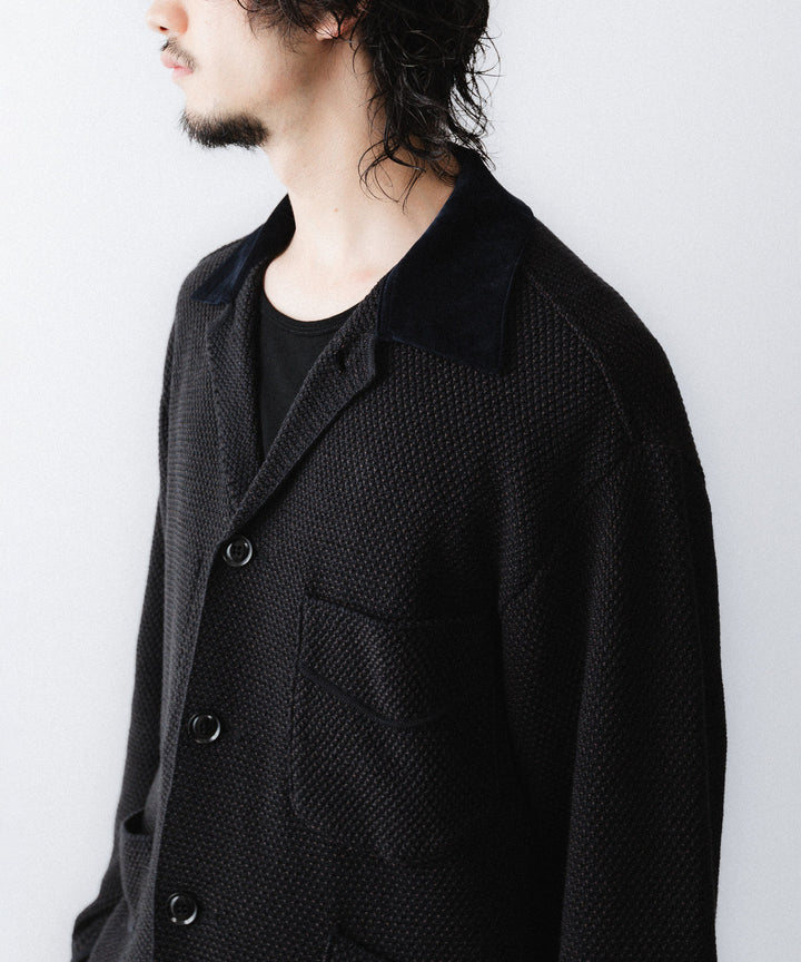 【ANTHEM A】SPARKLE MOSS STITCH KNIT JACKET - CHARCOAL