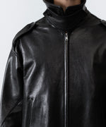 画像をギャラリービューアに読み込む, 【ANTHEM A】LAMB LEATHER MILITARY BLOUSON - BLACK
