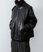 画像をギャラリービューアに読み込む, 【ANTHEM A】LAMB LEATHER MILITARY BLOUSON - BLACK
