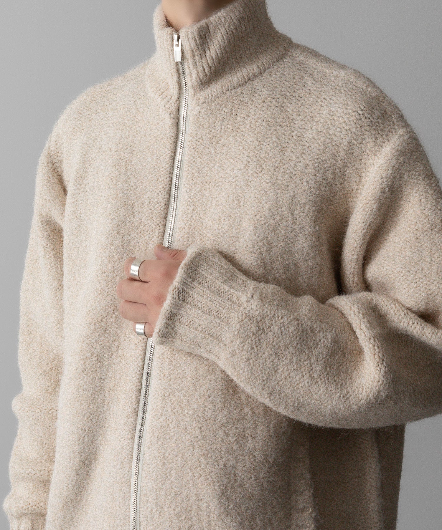 VEIN ヴェインのSHAGGY KNIT DRIVERS JACKET - OFF WHITEの公式通販サイトsession福岡セレクトショップ