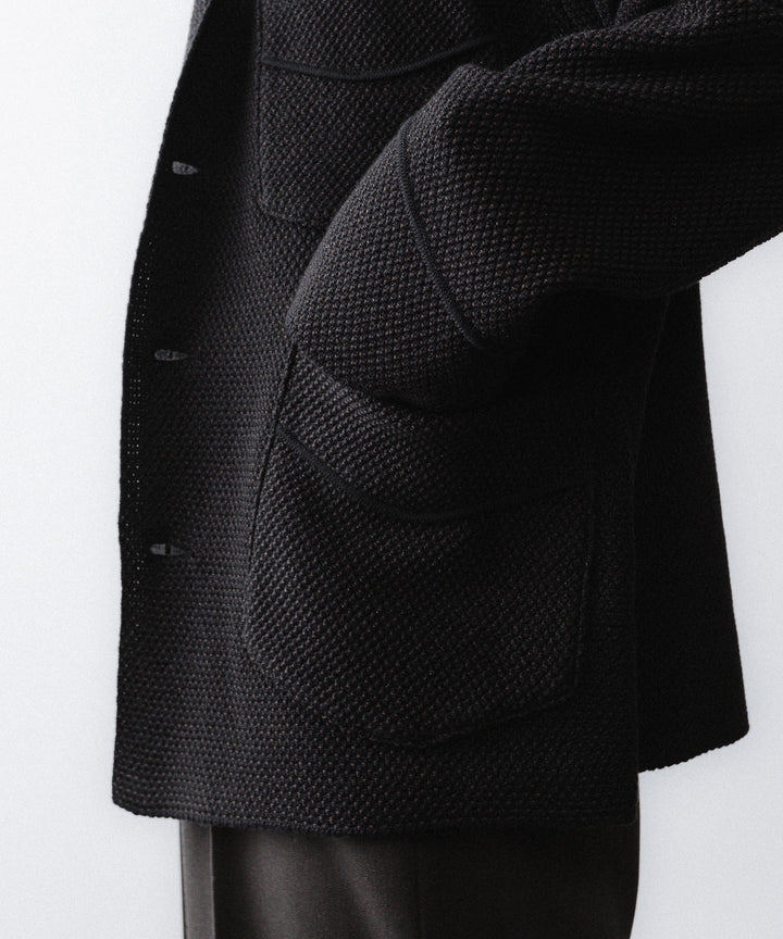 【ANTHEM A】SPARKLE MOSS STITCH KNIT JACKET - CHARCOAL