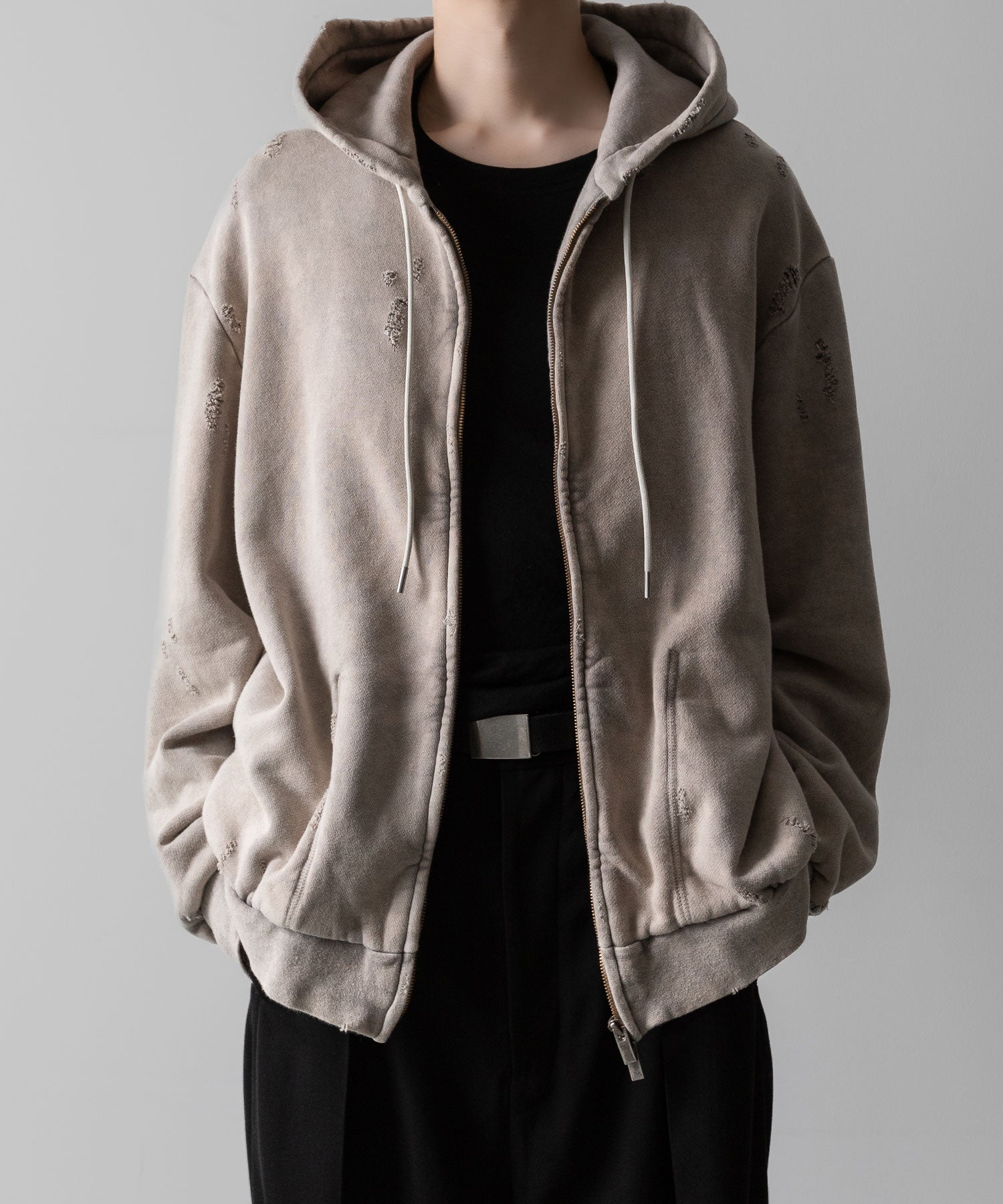 VEIN ヴェインのCO SWEAT DISTRESSED ZIP UP HOODIE - X.GRAYの公式通販サイトsession福岡セレクトショップ