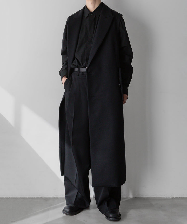 【stein】シュタイン 24ss NO SLEEVE LONG COAT - BLACK (MELTON) sessionセッション福岡セレクトショップ 公式通販サイト