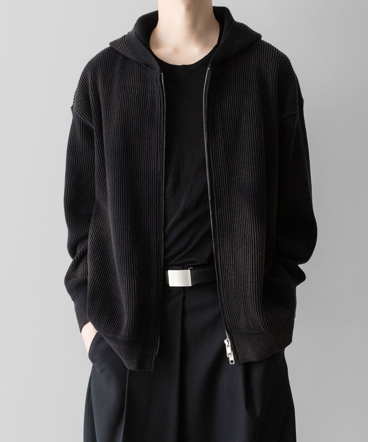 ssstein(シュタイン)のDISCOLORATION RIB KNIT ZIP HOODIE - BLACKの公式通販サイトsession福岡セレクトショップ