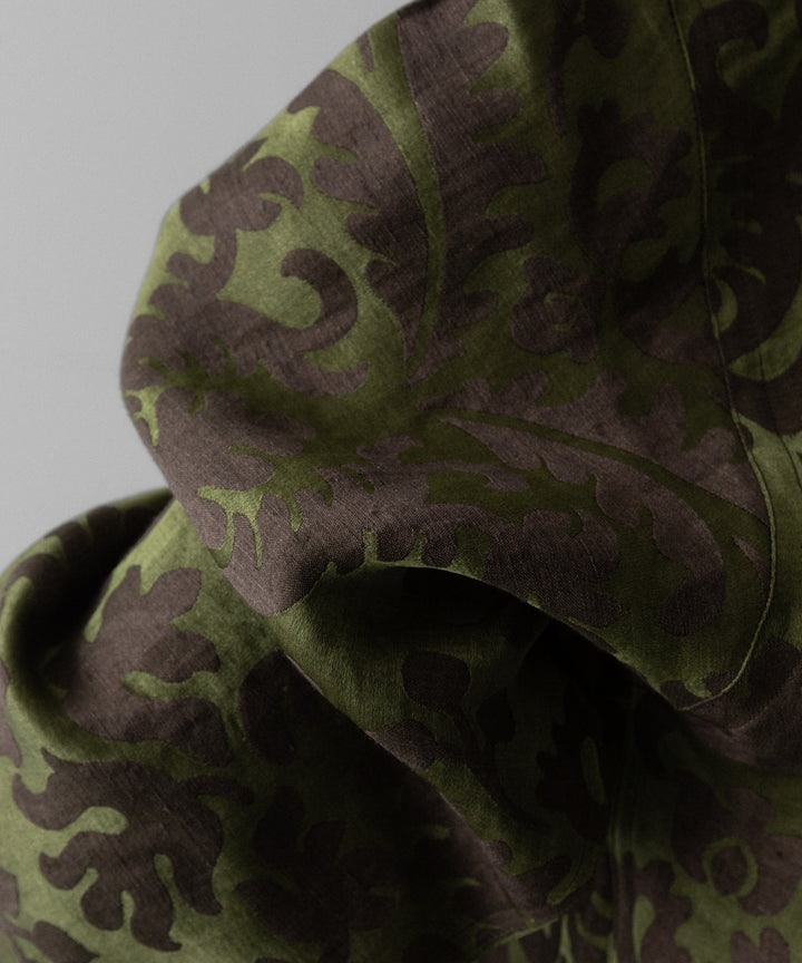 INTÉRIM(インテリム)のHYPER BIG LINEN SILK JACQUARD POCKETLESS DRESS WESTERN SHIRT - CHIVE JQ公式通販サイトsession福岡セレクトショップ