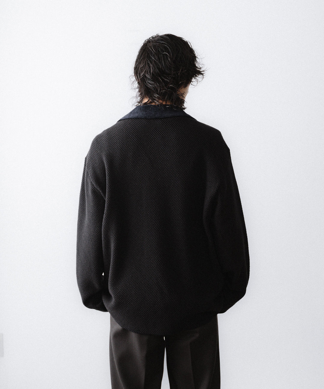 【ANTHEM A】SPARKLE MOSS STITCH KNIT JACKET - CHARCOAL