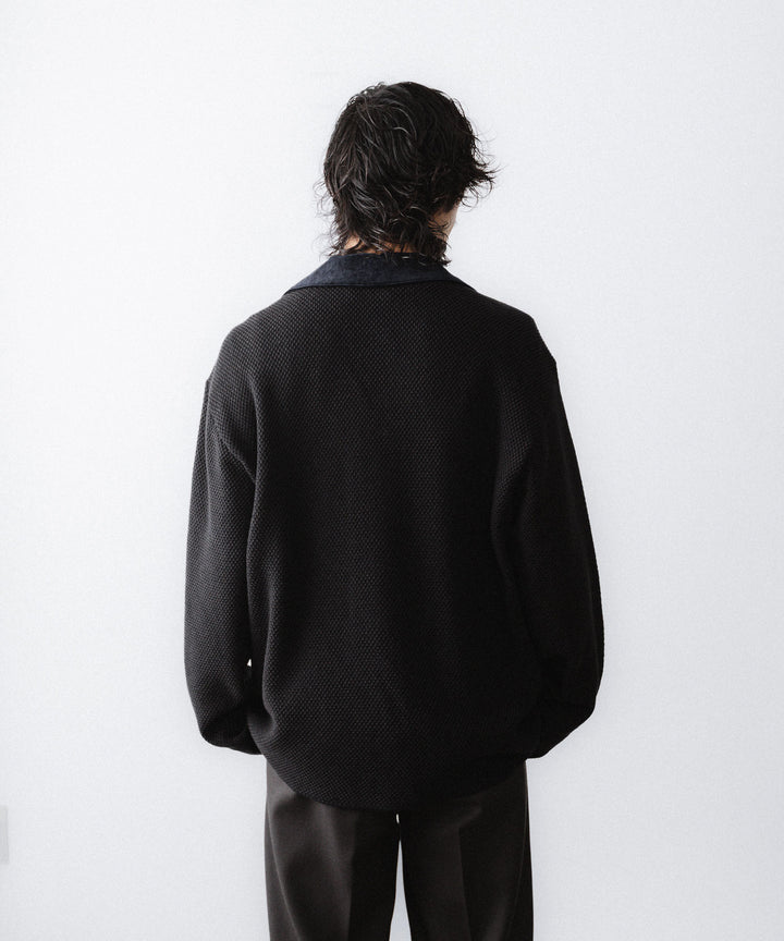 【ANTHEM A】SPARKLE MOSS STITCH KNIT JACKET - CHARCOAL