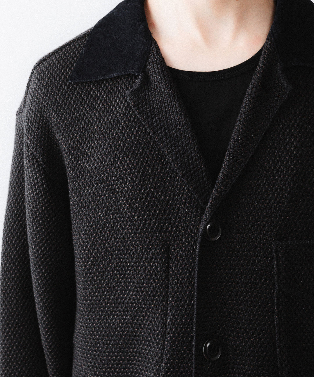 【ANTHEM A】SPARKLE MOSS STITCH KNIT JACKET - CHARCOAL