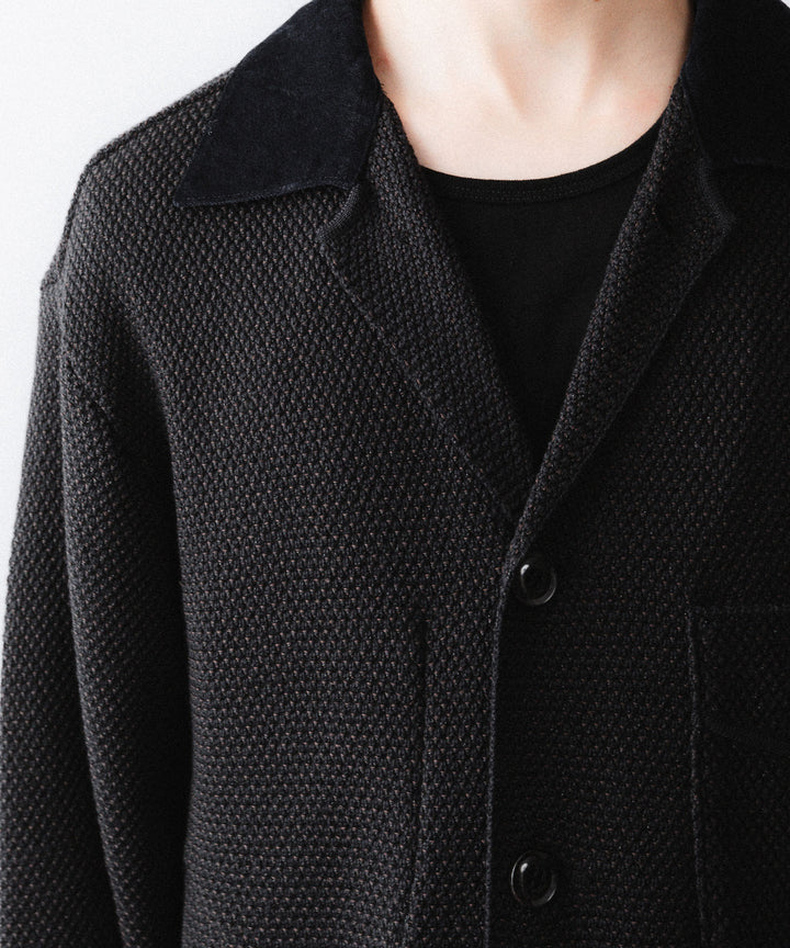 【ANTHEM A】SPARKLE MOSS STITCH KNIT JACKET - CHARCOAL
