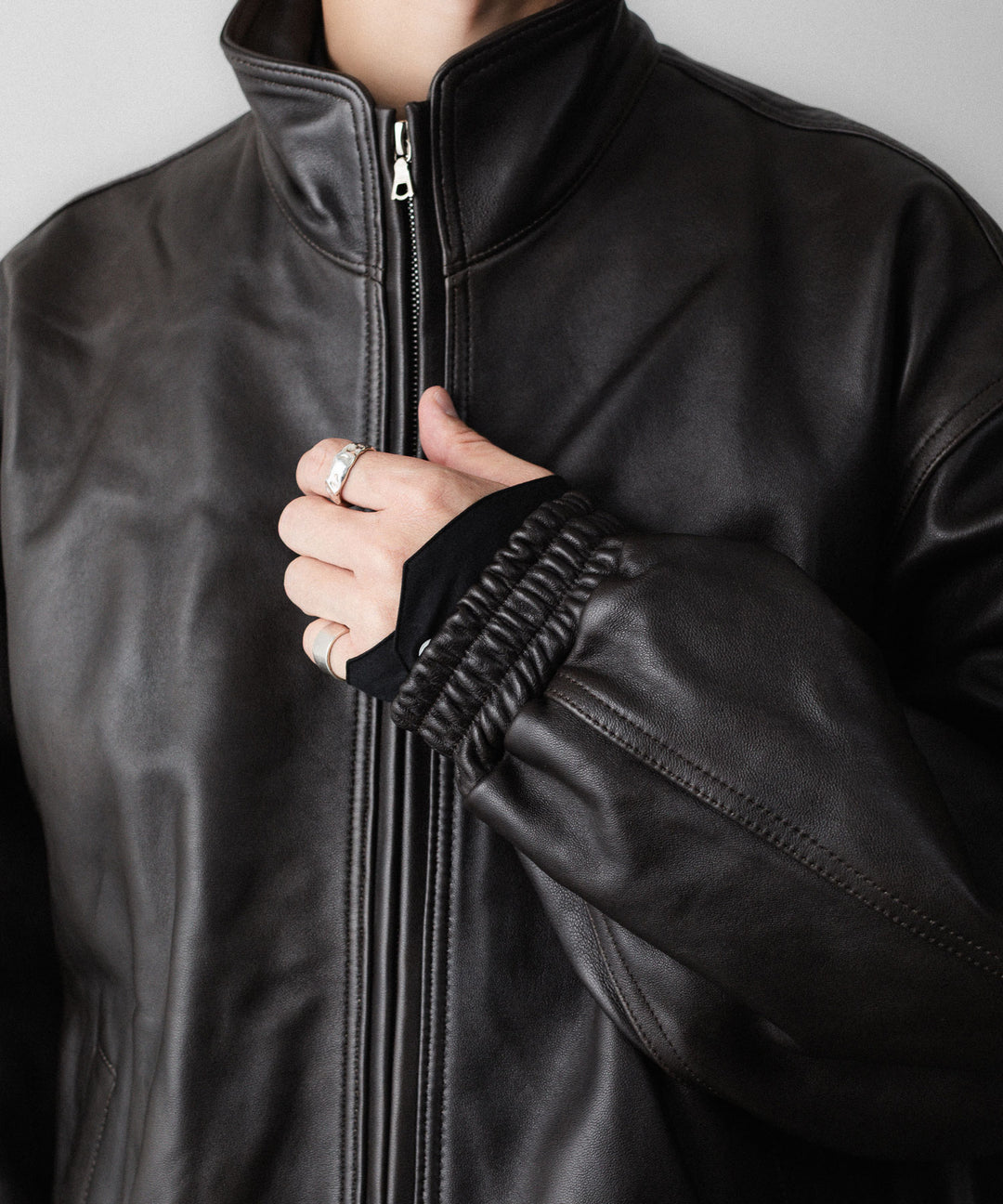 ssstein(シュタイン)のSHEEP LEATHER STAND COLLAR JACKET - VINTAGE BLACKの公式通販サイトsession福岡セレクトショップ