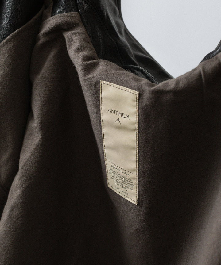 【ANTHEM A】LAMB LEATHER MILITARY BLOUSON - BLACK