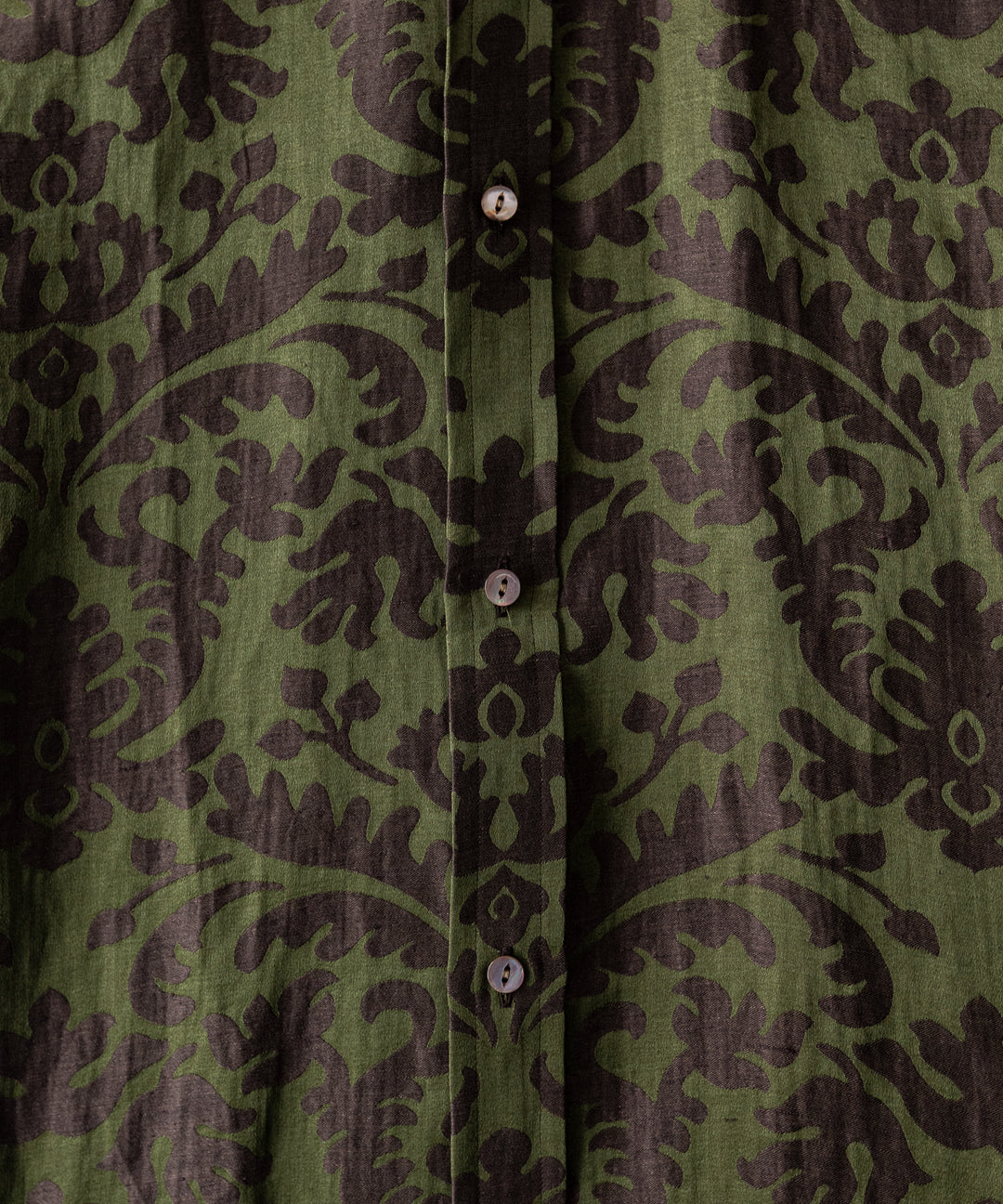 INTÉRIM(インテリム)のHYPER BIG LINEN SILK JACQUARD POCKETLESS DRESS WESTERN SHIRT - CHIVE JQ公式通販サイトsession福岡セレクトショップ