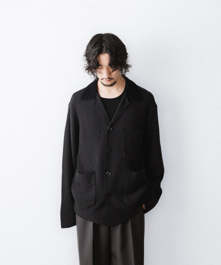 【ANTHEM A】SPARKLE MOSS STITCH KNIT JACKET - CHARCOAL