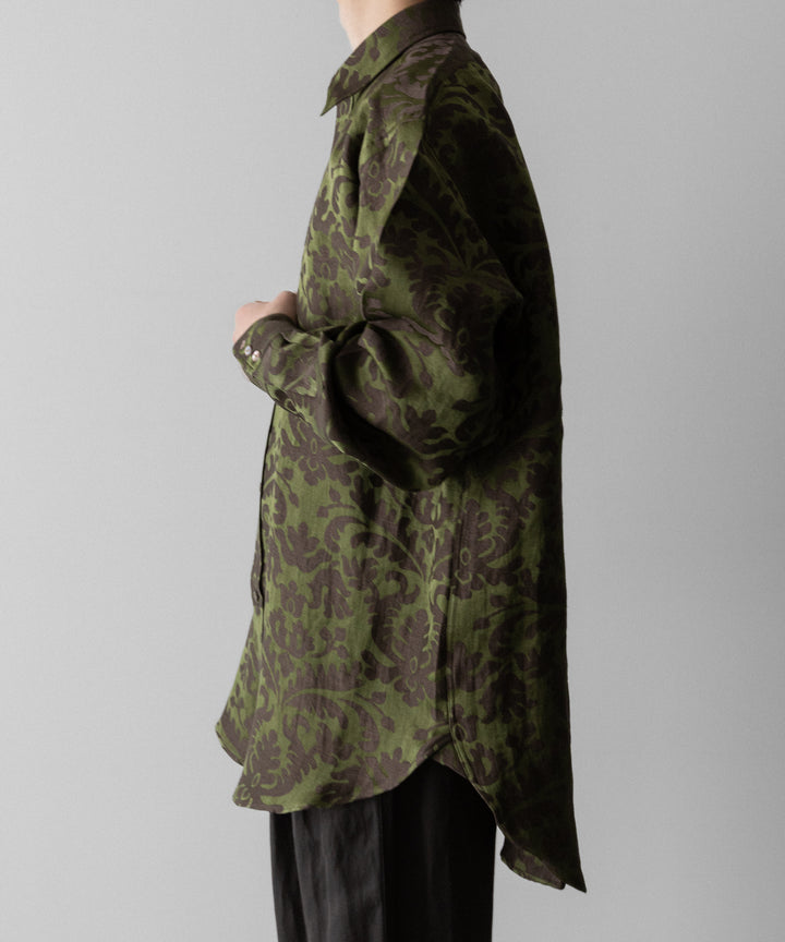 INTÉRIM(インテリム)のHYPER BIG LINEN SILK JACQUARD POCKETLESS DRESS WESTERN SHIRT - CHIVE JQ公式通販サイトsession福岡セレクトショップ