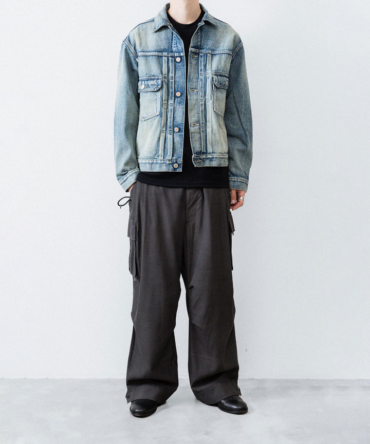 【ANTHEM A】PIGMENT AND DYE NO-BRAINER CARGO PANTS - DUSTY BLACK