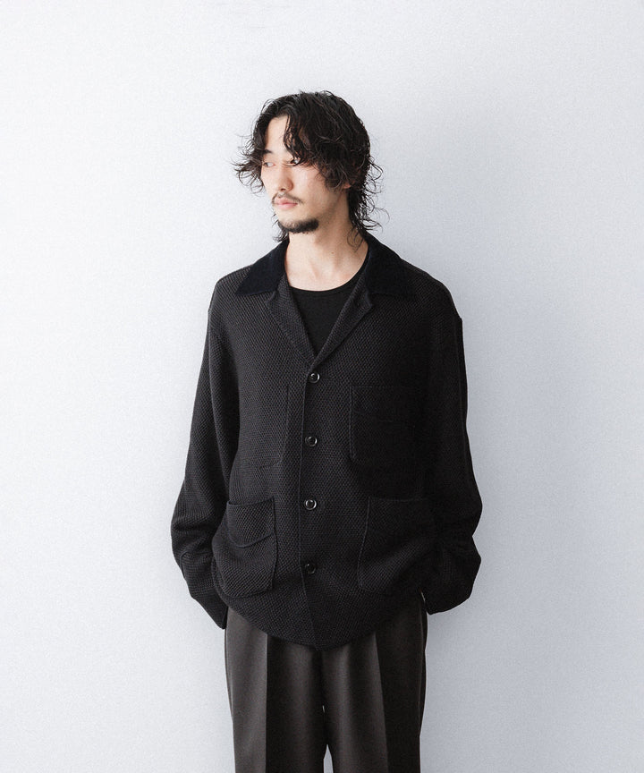 【ANTHEM A】SPARKLE MOSS STITCH KNIT JACKET - CHARCOAL