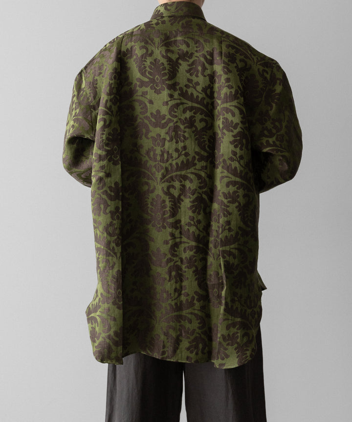 INTÉRIM(インテリム)のHYPER BIG LINEN SILK JACQUARD POCKETLESS DRESS WESTERN SHIRT - CHIVE JQ公式通販サイトsession福岡セレクトショップ