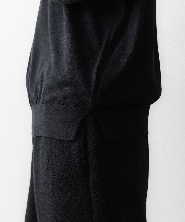 MAYKAM メイカムのSTRUCTURE EYELET L/S POLOのBLACK 公式通販サイトsession福岡セレクトショップ