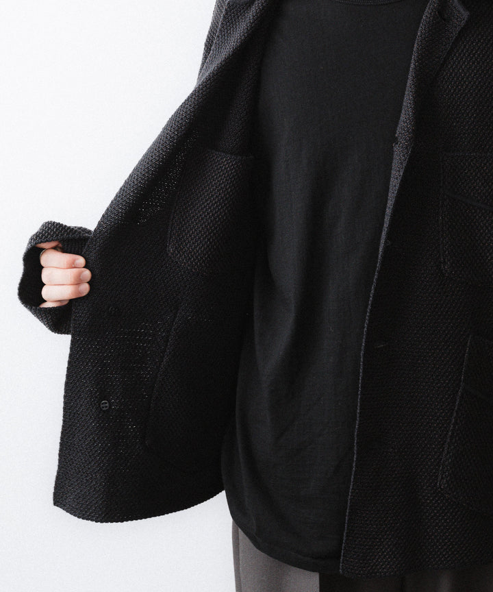 【ANTHEM A】SPARKLE MOSS STITCH KNIT JACKET - CHARCOAL