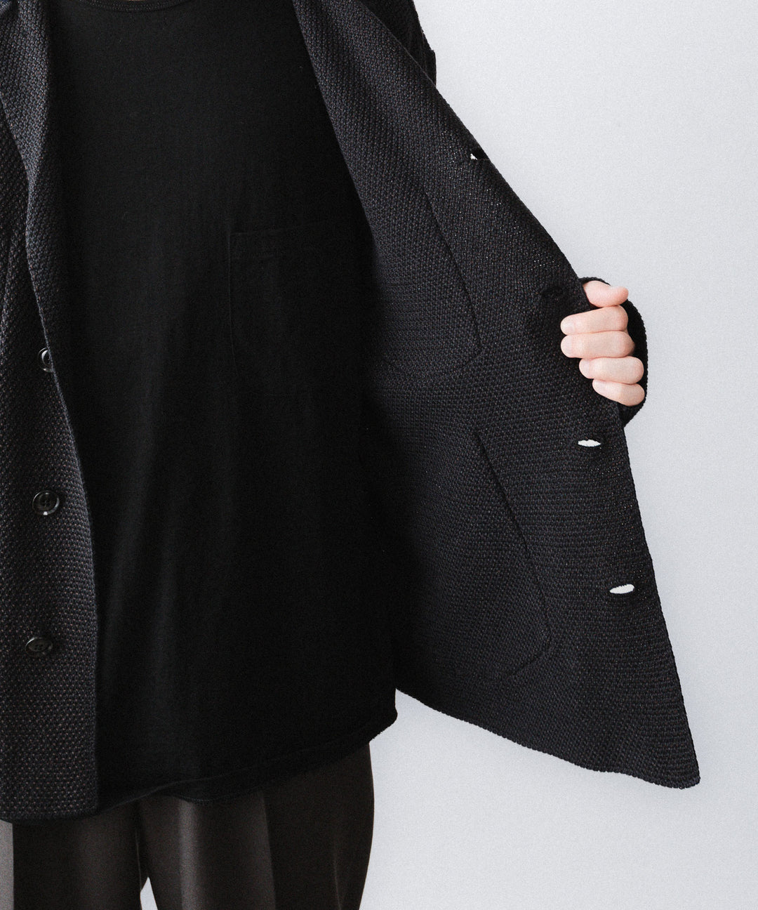 【ANTHEM A】SPARKLE MOSS STITCH KNIT JACKET - CHARCOAL