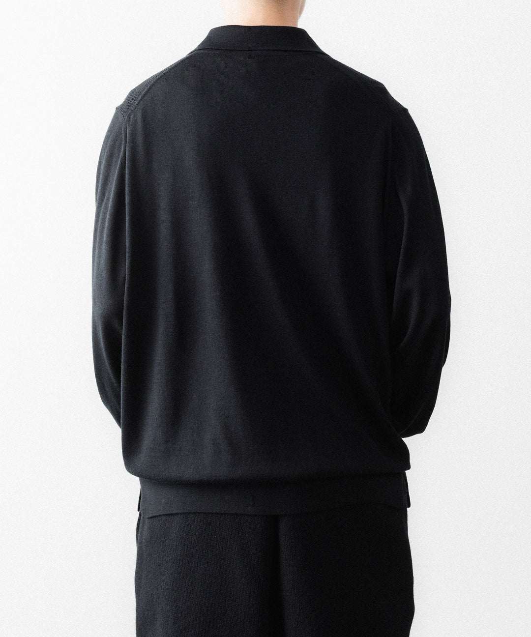 MAYKAM メイカムのSTRUCTURE EYELET L/S POLOのBLACK 公式通販サイトsession福岡セレクトショップ