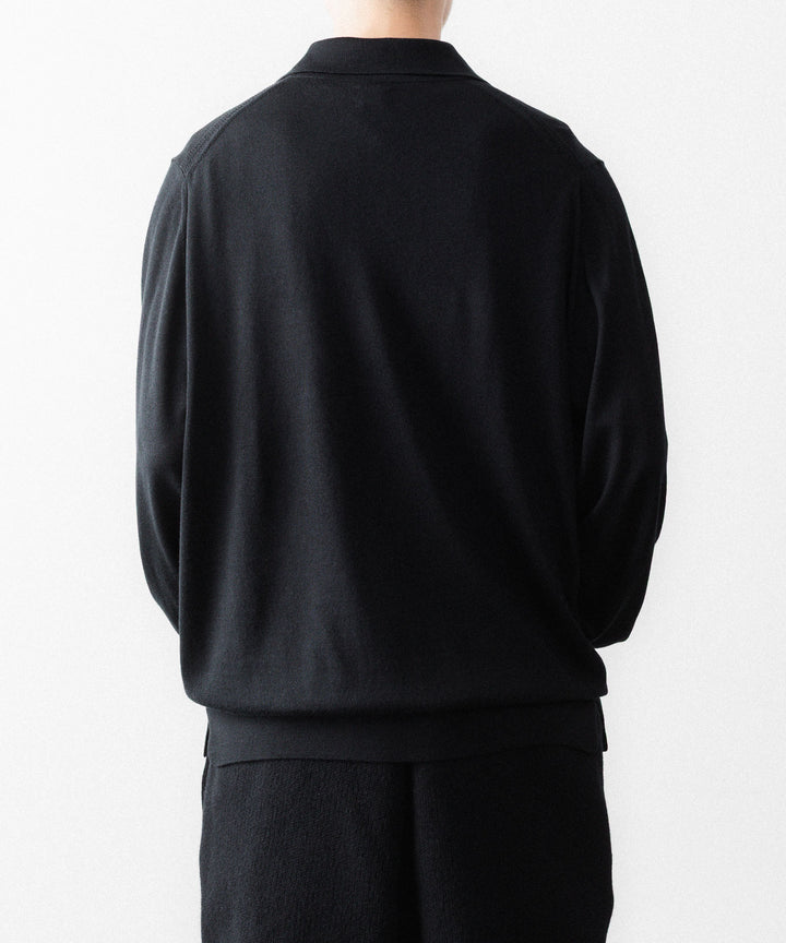 MAYKAM メイカムのSTRUCTURE EYELET L/S POLOのBLACK 公式通販サイトsession福岡セレクトショップ