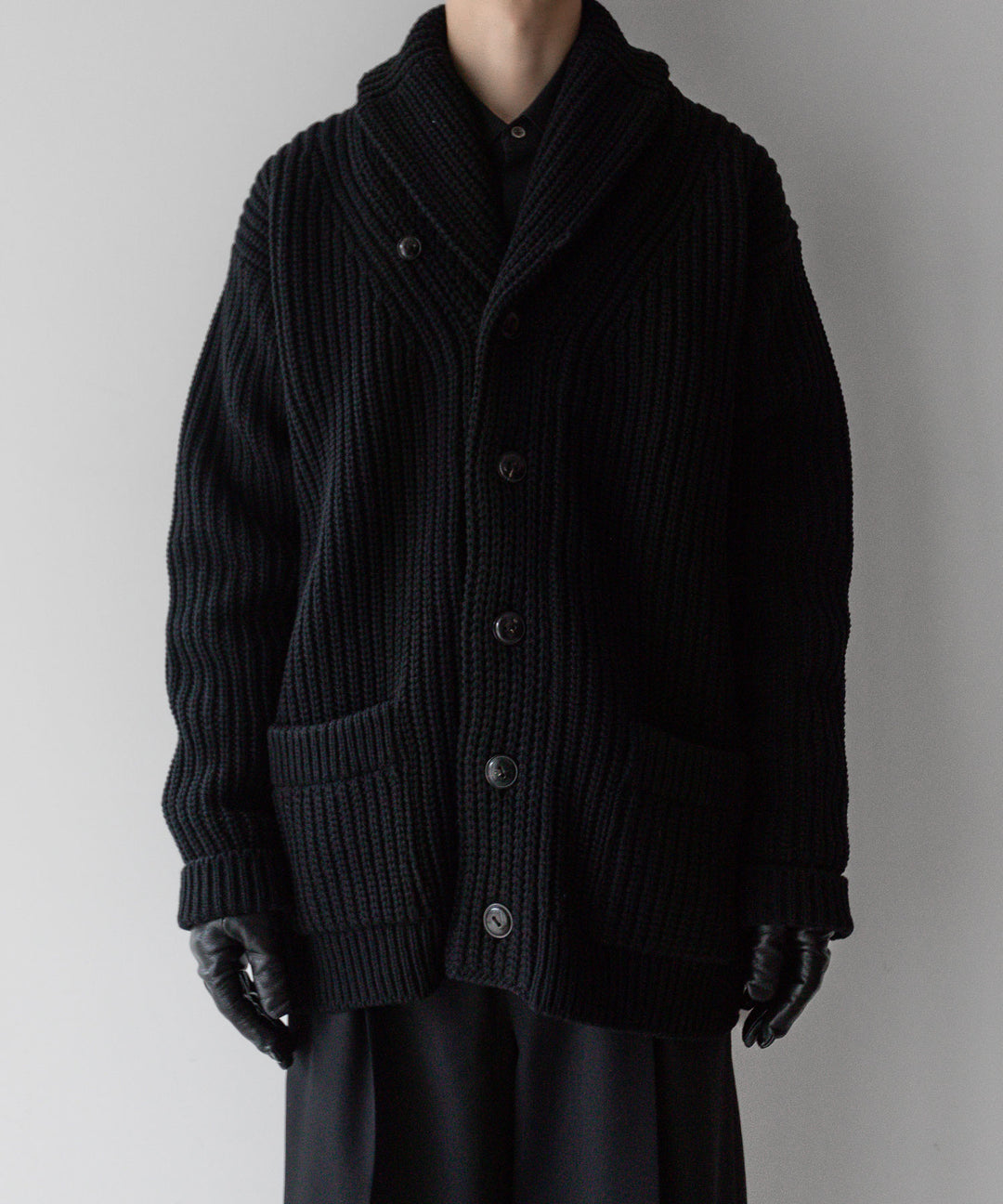 【INTÉRIM】インテリムのHYPER BIG 30s 3GG HEAVY SHAWL COLLAR CARDIGAN - BLACK 公式通販サイトsession福岡セレクトショップ