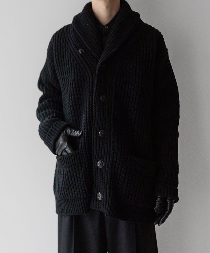 【INTÉRIM】インテリムのHYPER BIG 30s 3GG HEAVY SHAWL COLLAR CARDIGAN - BLACK 公式通販サイトsession福岡セレクトショップ