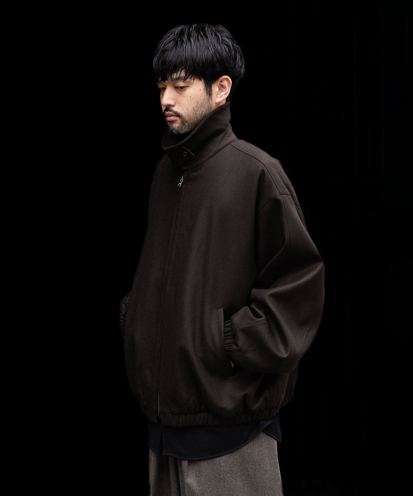 ssstein / シュタイン】MELTON OVERSIZED ZIP JACKET - GREY BROWN