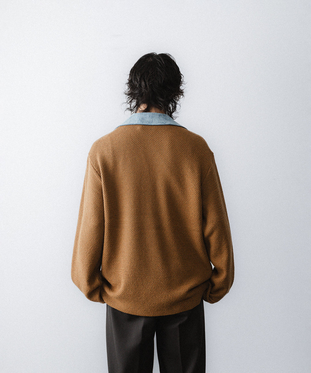 【ANTHEM A】SPARKLE MOSS STITCH KNIT JACKET - CAMEL BROWN