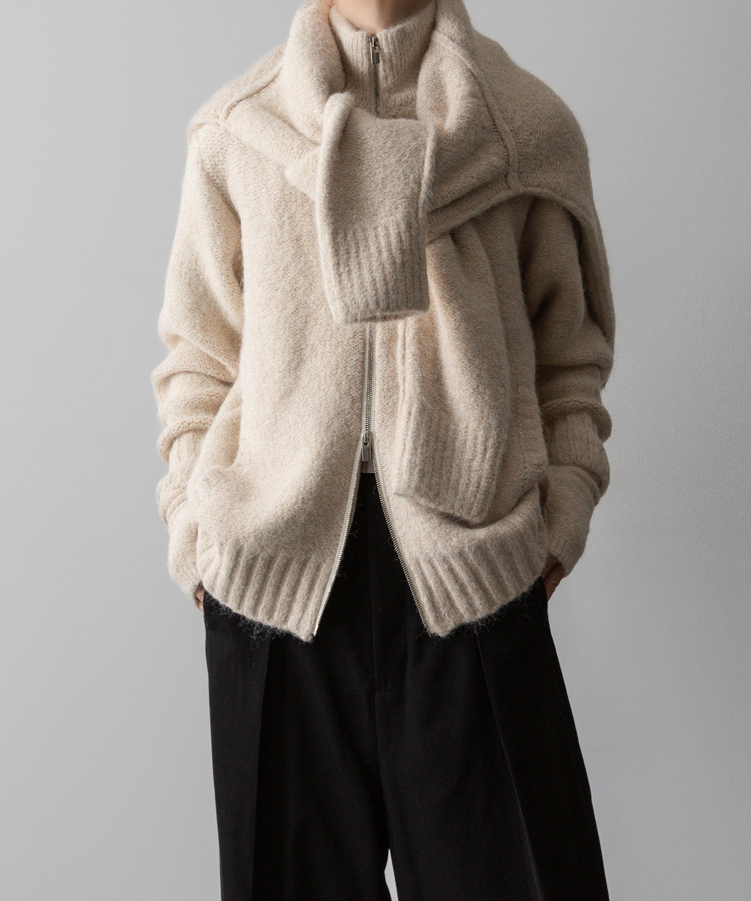 VEIN ヴェインのSHAGGY KNIT DRIVERS JACKET - OFF WHITEの公式通販サイトsession福岡セレクトショップ