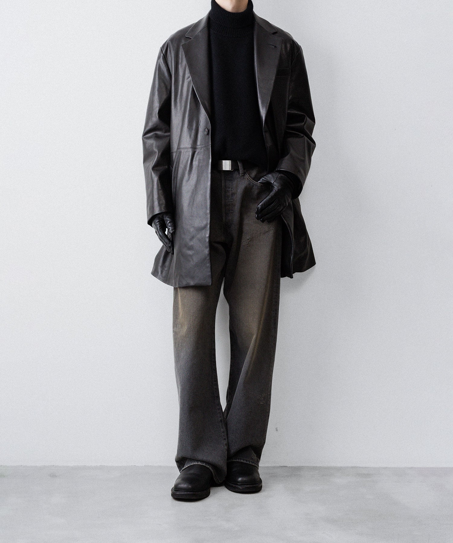 ssstein / シュタイン】LAMBS LEATHER HALF COAT - BLACK | 公式通販