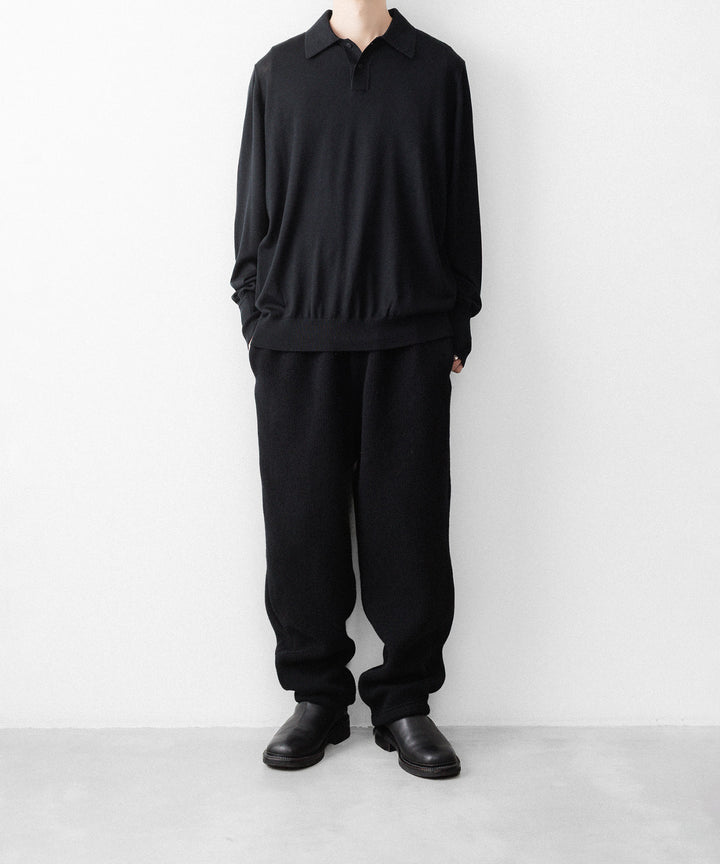 MAYKAM メイカムのSTRUCTURE EYELET L/S POLOのBLACK 公式通販サイトsession福岡セレクトショップ
