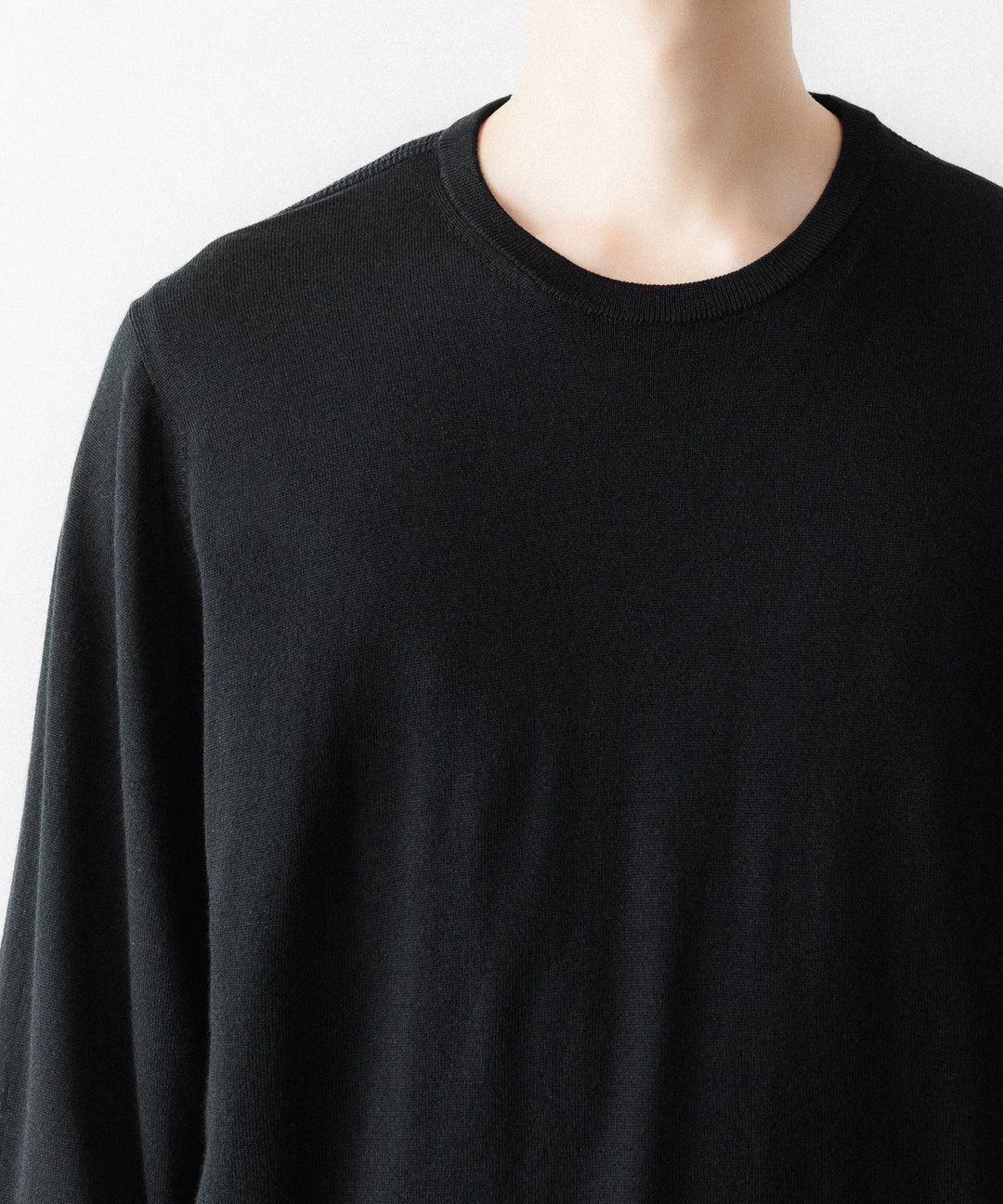 MAYKAM メイカムのSTRUCTURE EYELET CREW NECKのBLACK 公式通販サイトsession福岡セレクトショップ