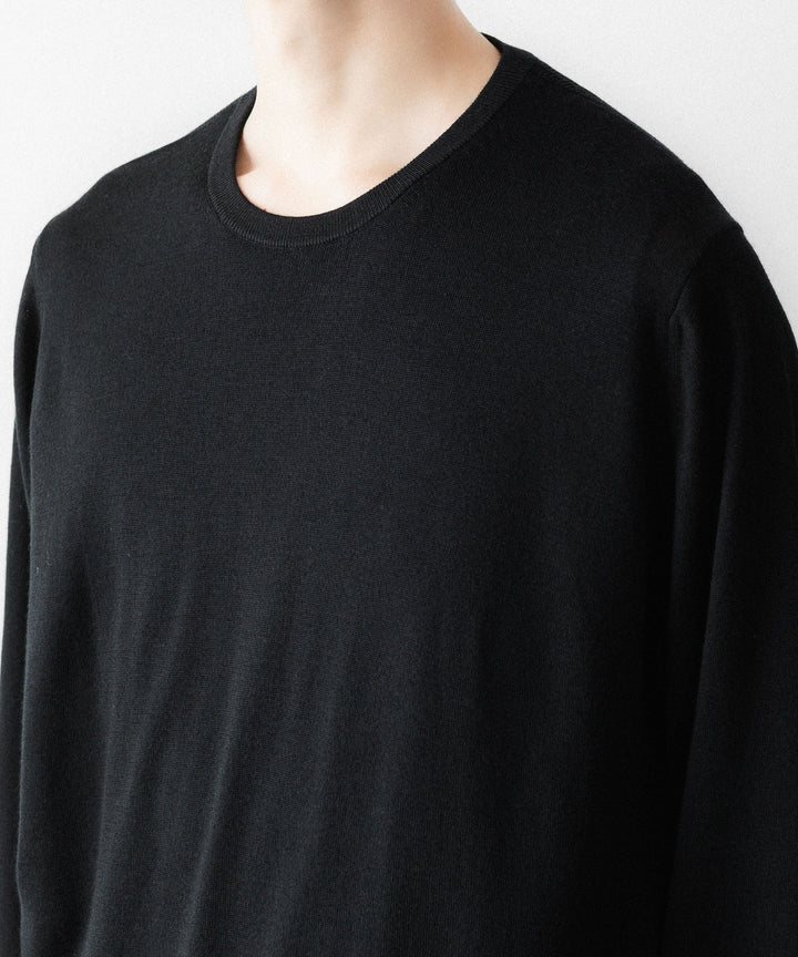 MAYKAM メイカムのSTRUCTURE EYELET CREW NECKのBLACK 公式通販サイトsession福岡セレクトショップ