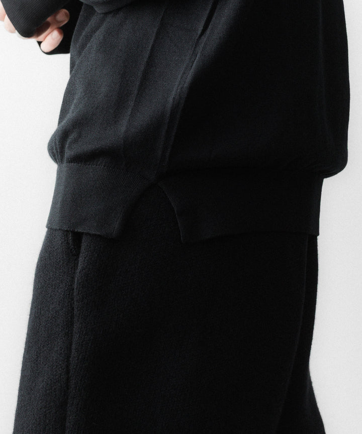 MAYKAM メイカムのSTRUCTURE EYELET CREW NECKのBLACK 公式通販サイトsession福岡セレクトショップ