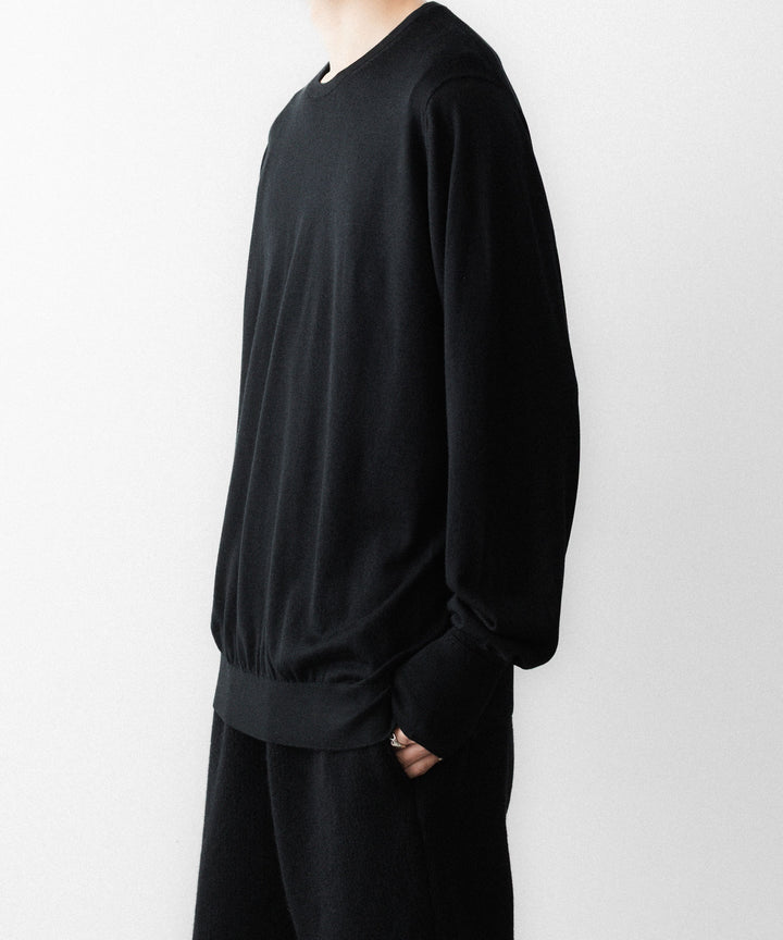 MAYKAM メイカムのSTRUCTURE EYELET CREW NECKのBLACK 公式通販サイトsession福岡セレクトショップ