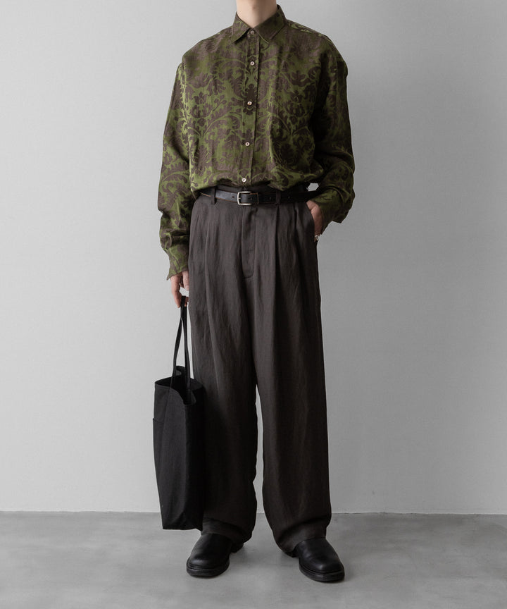 INTÉRIM(インテリム)のHYPER BIG LINEN SILK JACQUARD POCKETLESS DRESS WESTERN SHIRT - CHIVE JQ公式通販サイトsession福岡セレクトショップ