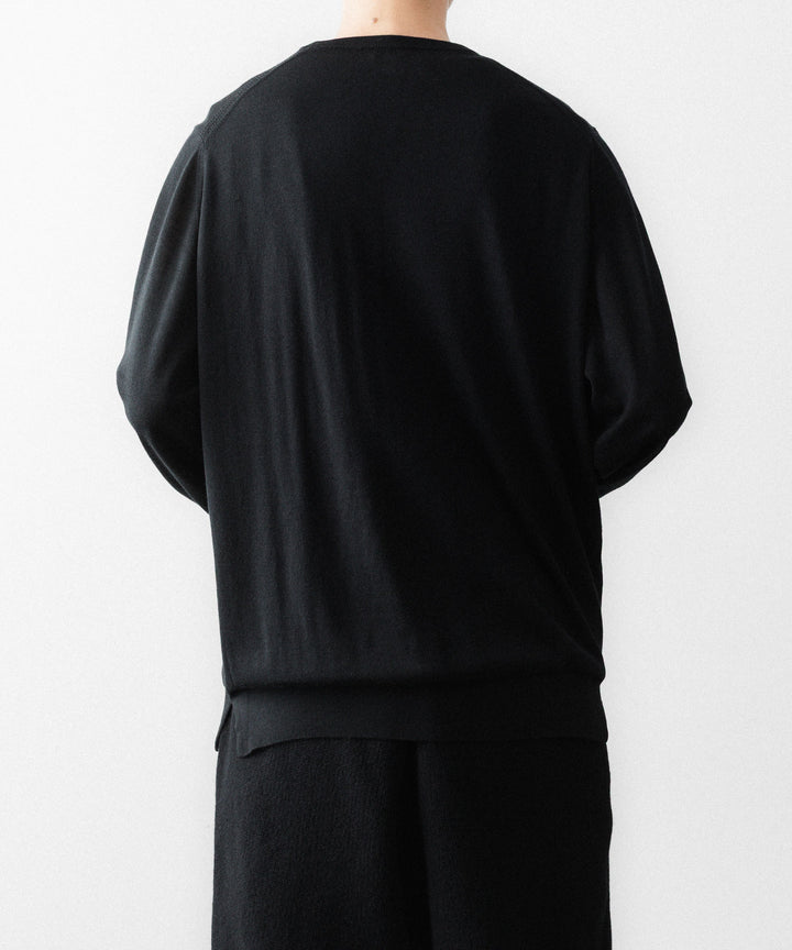 MAYKAM メイカムのSTRUCTURE EYELET CREW NECKのBLACK 公式通販サイトsession福岡セレクトショップ