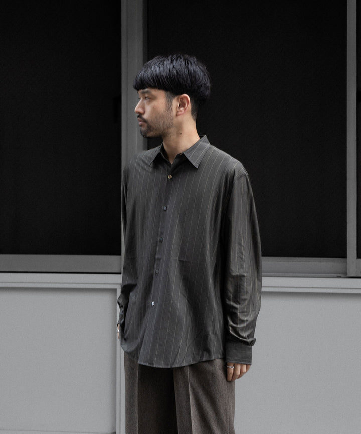 KANEMASA PHIL.-カネマサフィル46G MODEST STRIPE SHIRTのGREY公式通販サイトsession福岡セレクトショップ