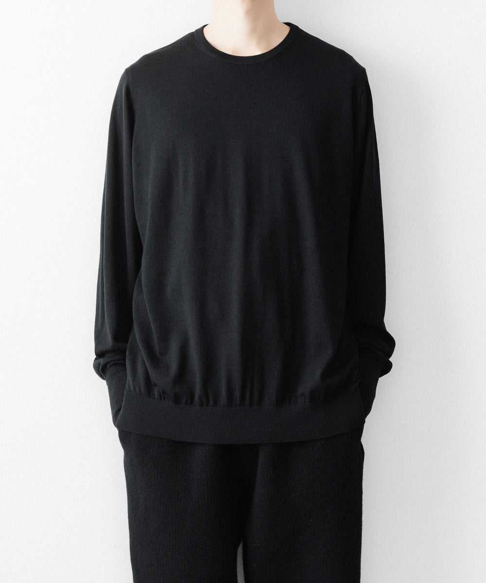 MAYKAM メイカムのSTRUCTURE EYELET CREW NECKのBLACK 公式通販サイトsession福岡セレクトショップ