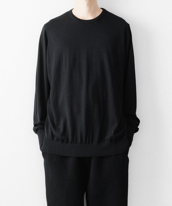 MAYKAM メイカムのSTRUCTURE EYELET CREW NECKのBLACK 公式通販サイトsession福岡セレクトショップ
