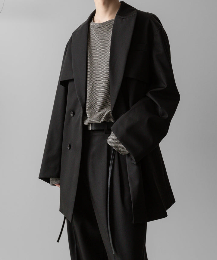 【INTÉRIM】COTTON HEMP BORDER LONG TEE - BLACK